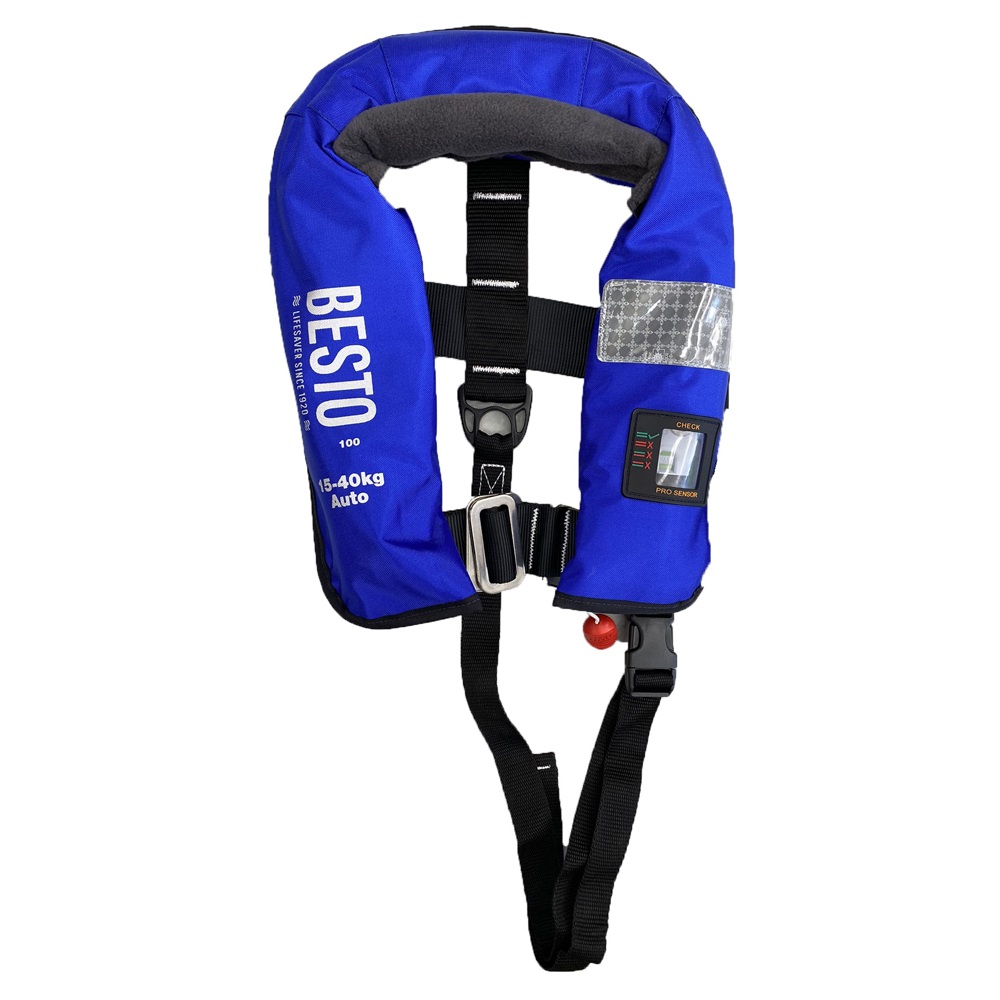 Besto gilet de sauvetage automatique pro junior 100N bleu 15-40kg foto 1