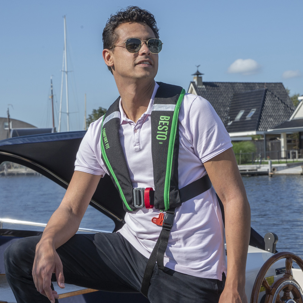 Besto Gilet de sauvetage automatique confort fit 180N mh noir/vert 4