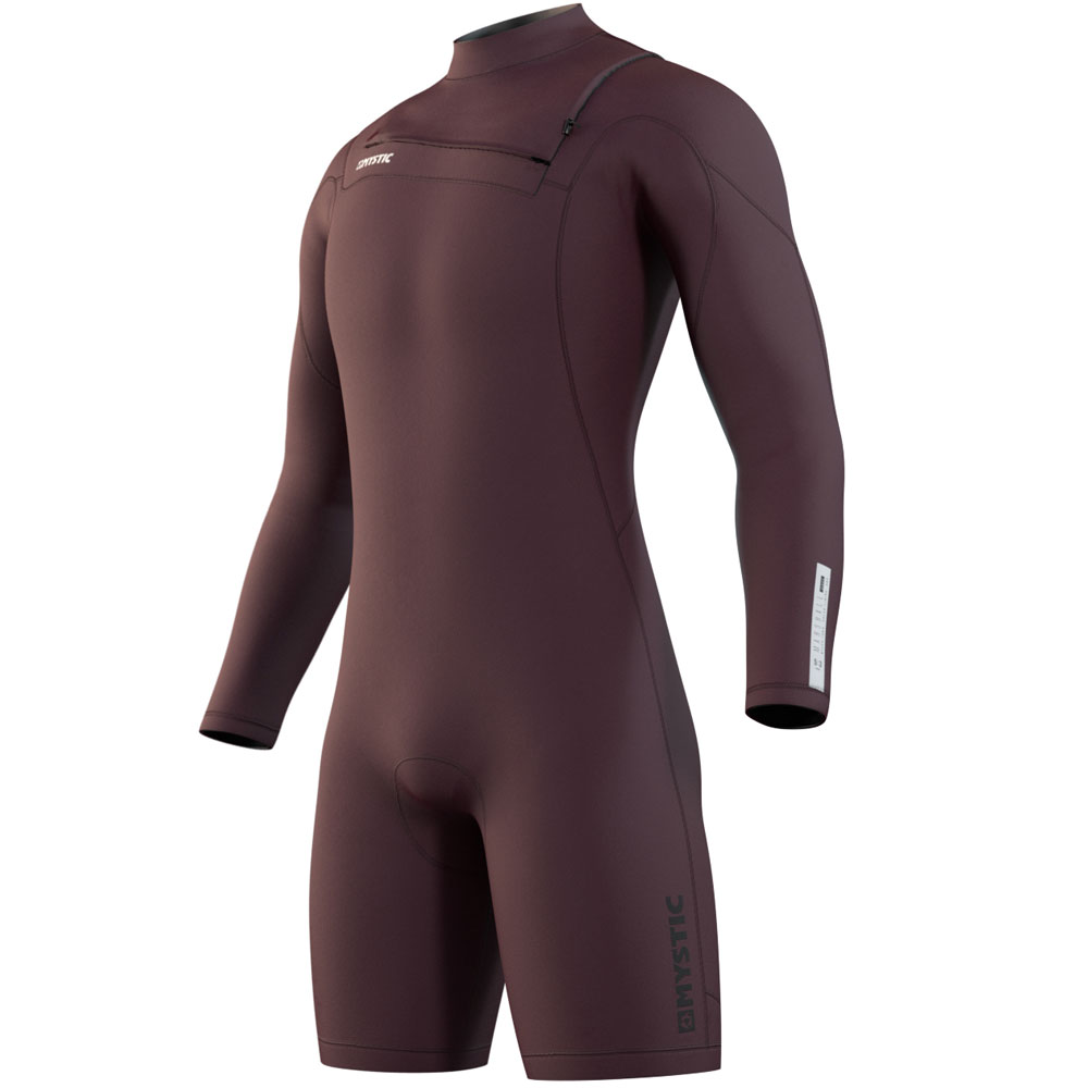 Mystic Marshall Shorty manches longues 3/2mm rouge merlot zip avant combinaison homme foto 1