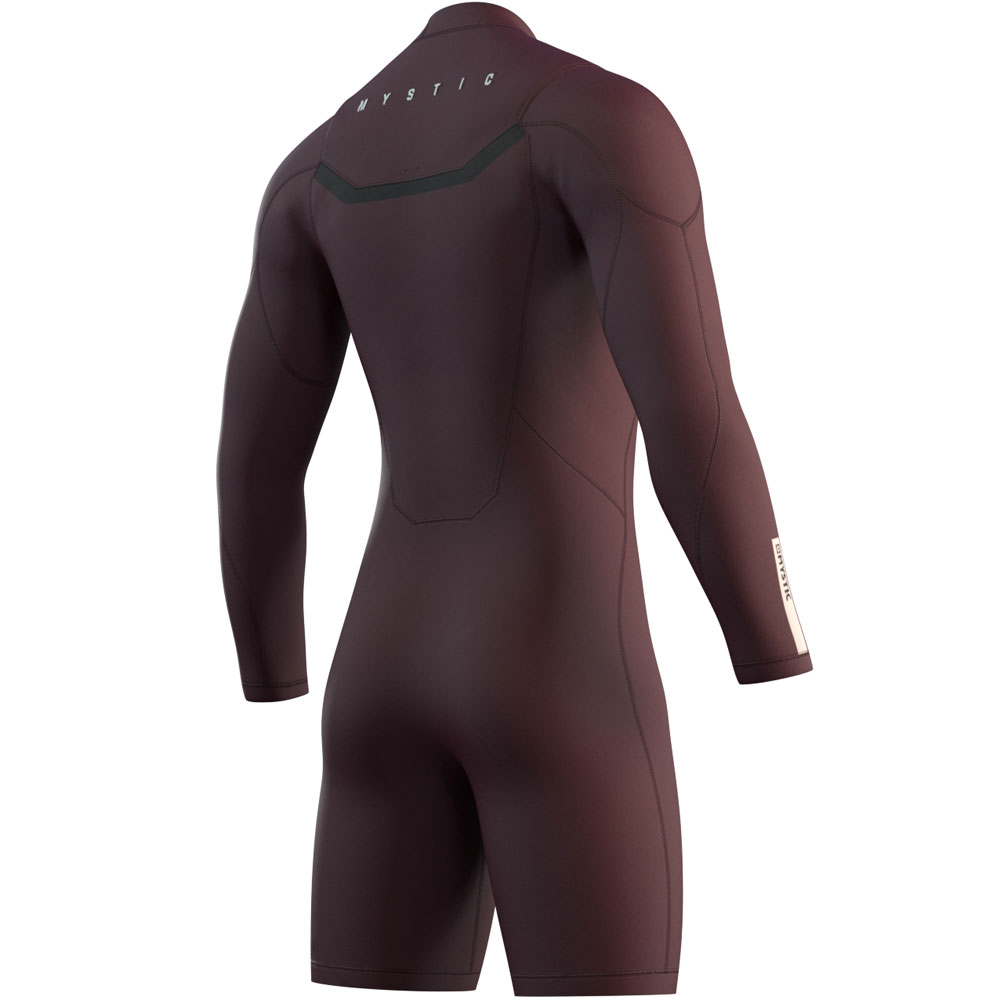 Mystic Marshall Shorty manches longues 3/2mm rouge merlot zip avant combinaison homme 2