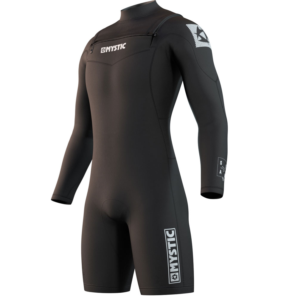 Mystic Star Shorty manches longues 3/2mm noir double zip avant combinaison homme foto 1