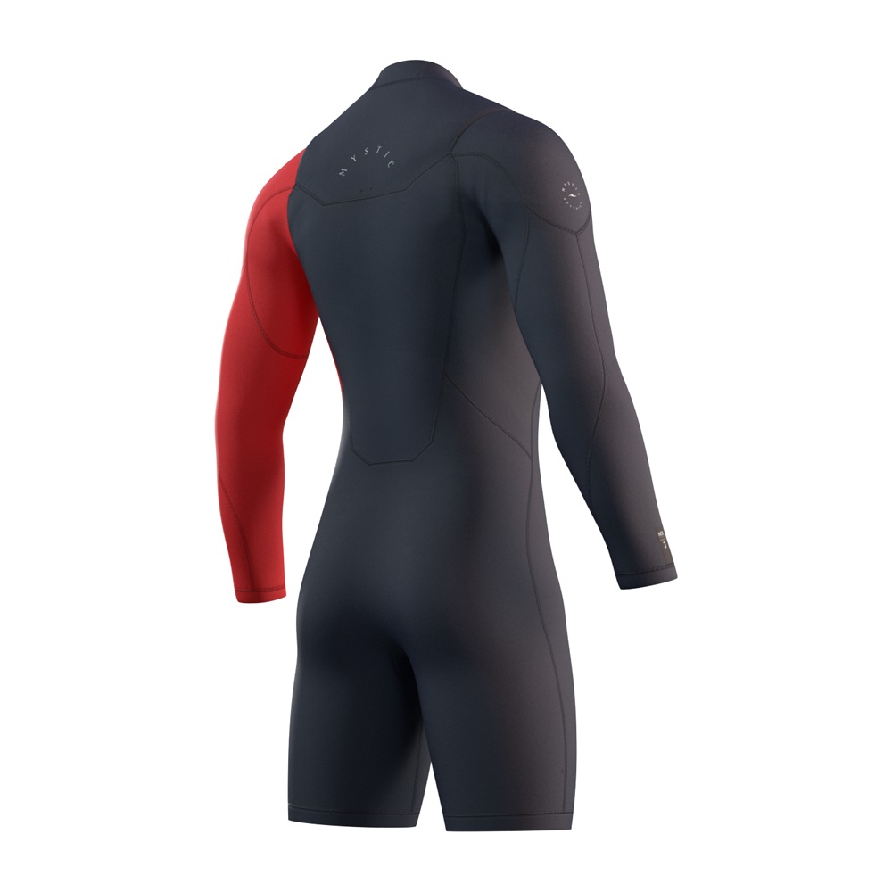 Mystic Marshall Longarm Shorty 3/2mm homme bleu/rouge fermeture avant 2