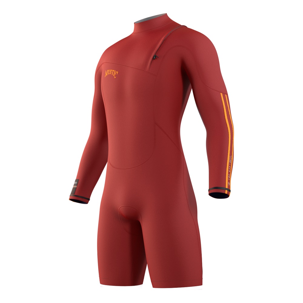 Mystic The One Longarm Shorty 3/2mm combinaison homme zipfree rouge 3