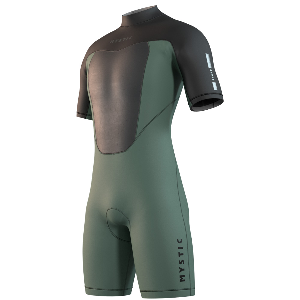 Brand Shorty 3/2mm combinaison homme vert olive avec fermeture dorsale