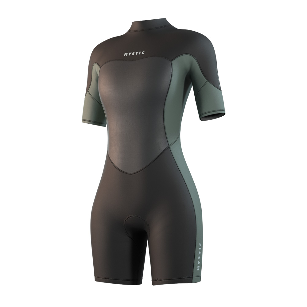 Brand Shorty 3/2mm combinaison femme verte avec fermeture dorsale
