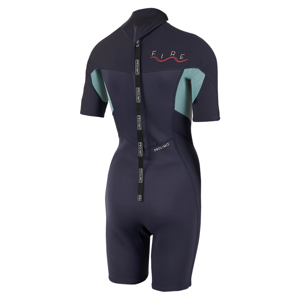 Fire shorty 2/2 mm backzip combinaison femme bleu