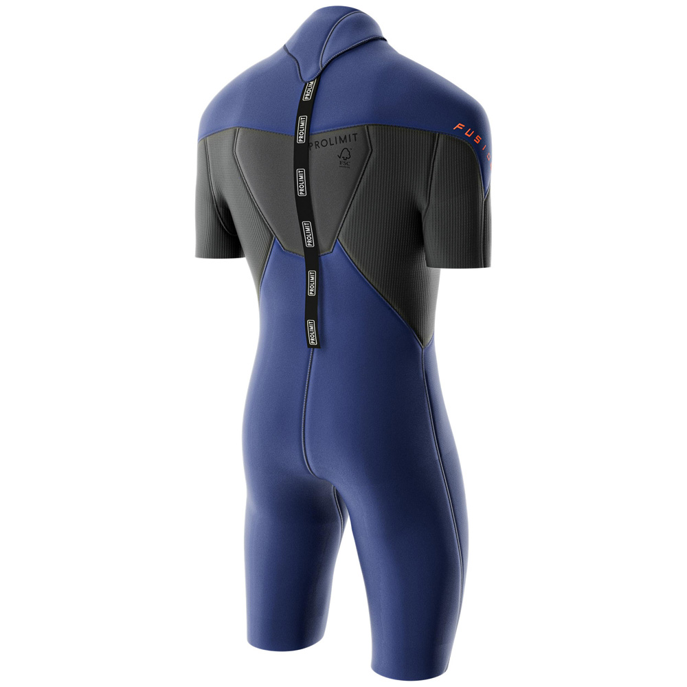 Prolimit Fusion shorty 2/2 mm combinaison homme fermeture dos bleue 3