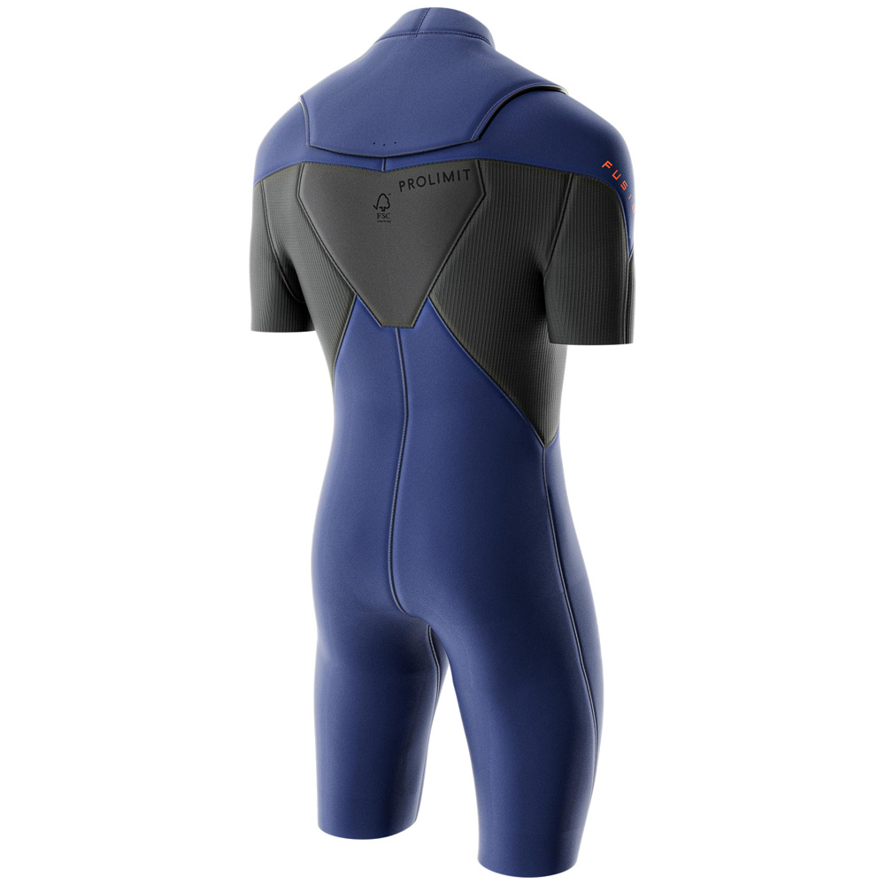 Prolimit Fusion shorty 2/2 mm combinaison homme fermeture poitrine bleue 3