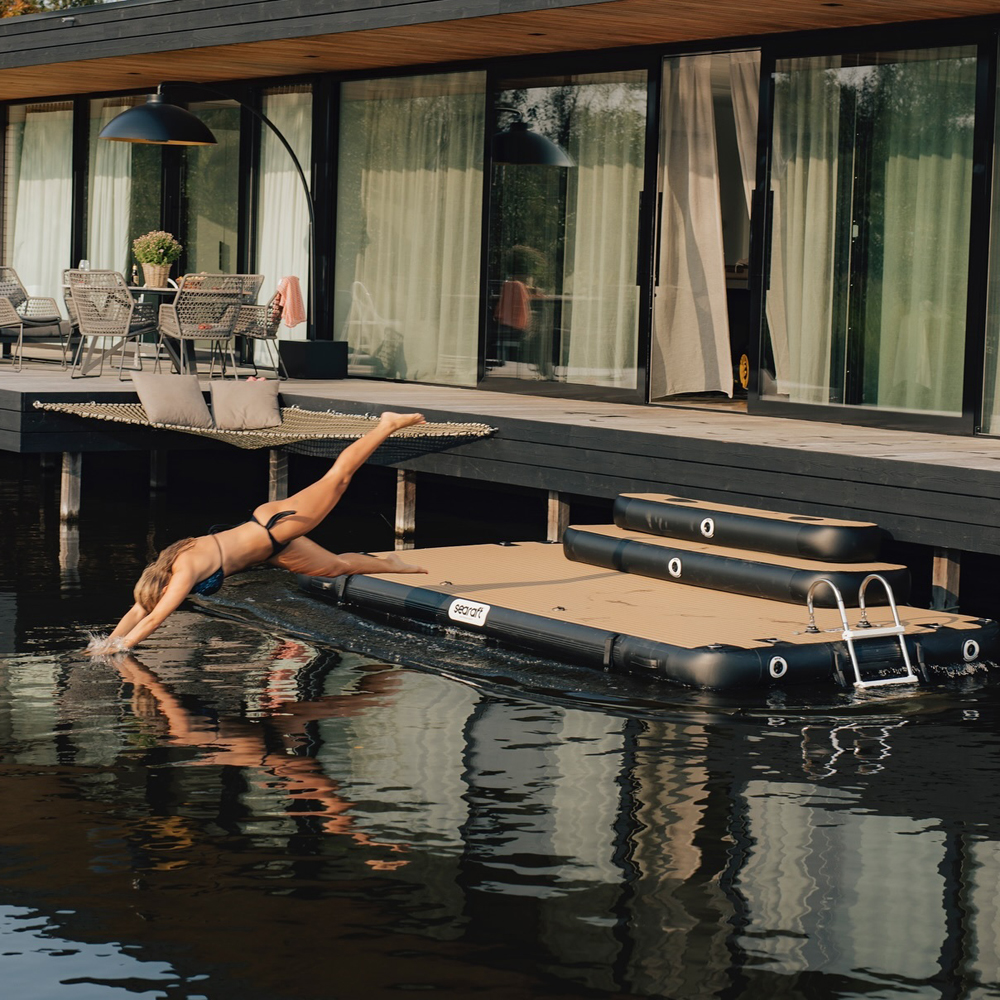 SeaRaft Airstep transom bumper large teak deck noir 5