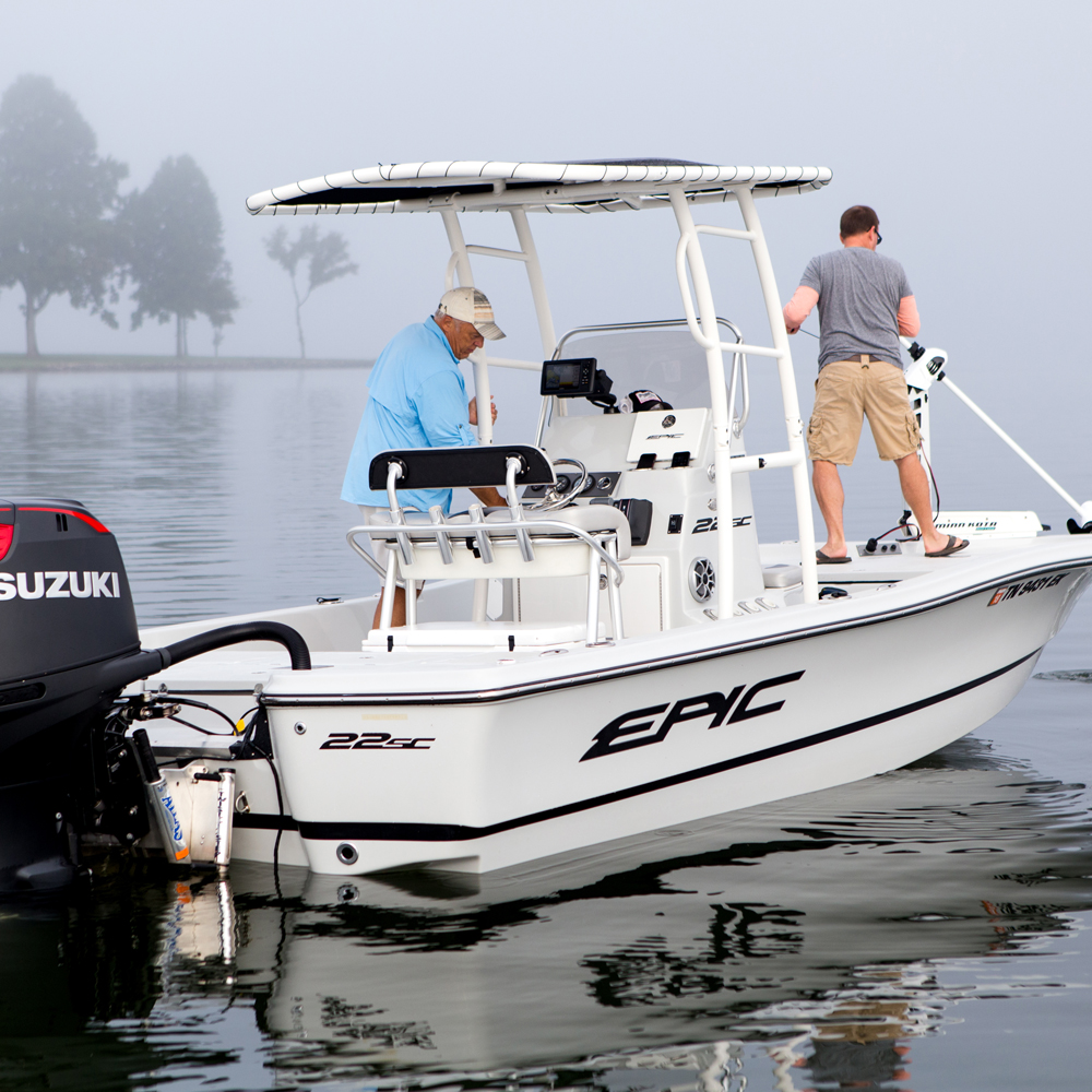 Fishmaster Original T-Top blanc avec toile bleue 17