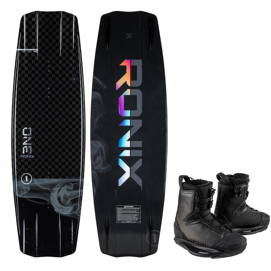 Ronix One Blackout set de wakeboard 134 cm avec chausses One Carbitex